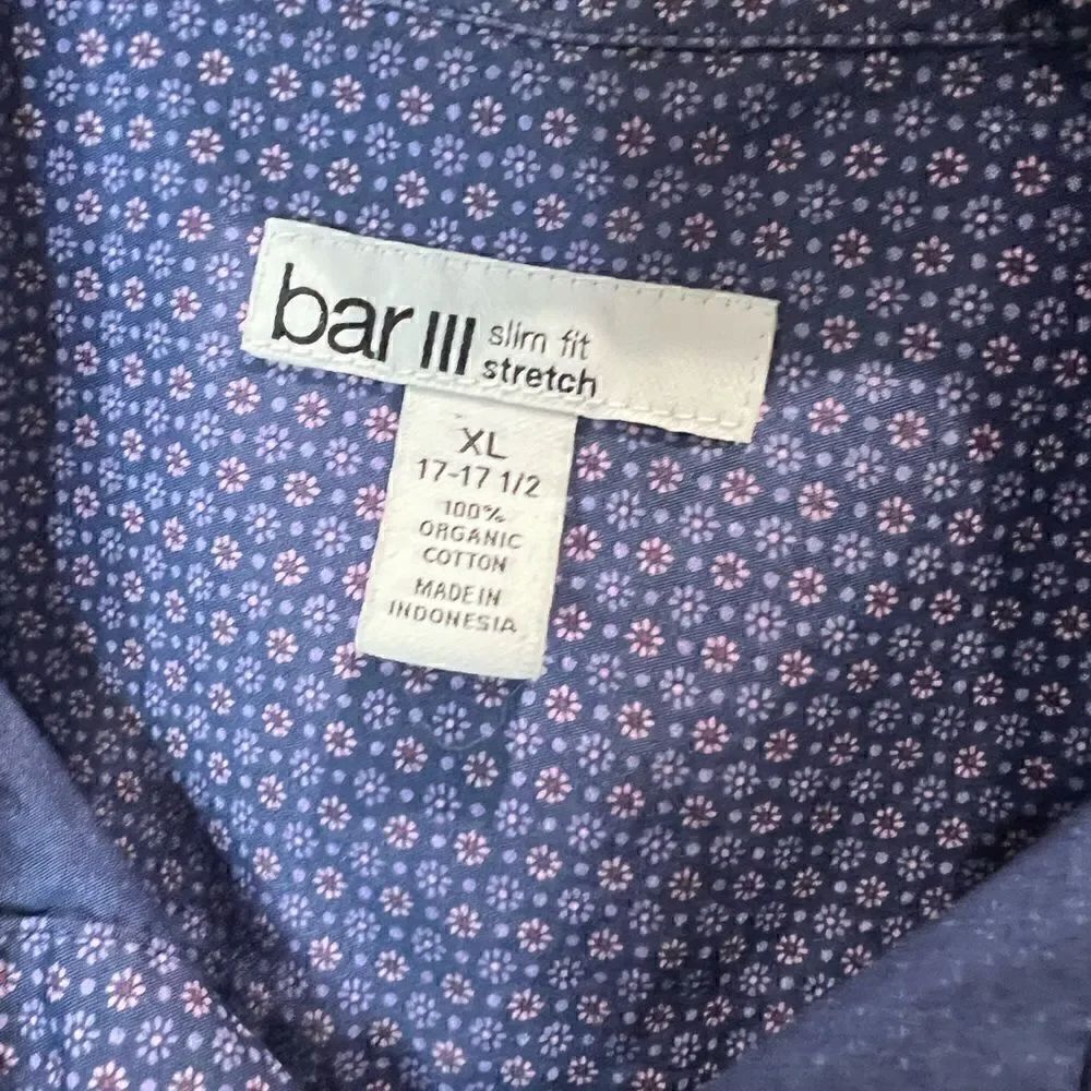 Bar 111, button down, long sleeve, periwinkle blue, floral, size XL